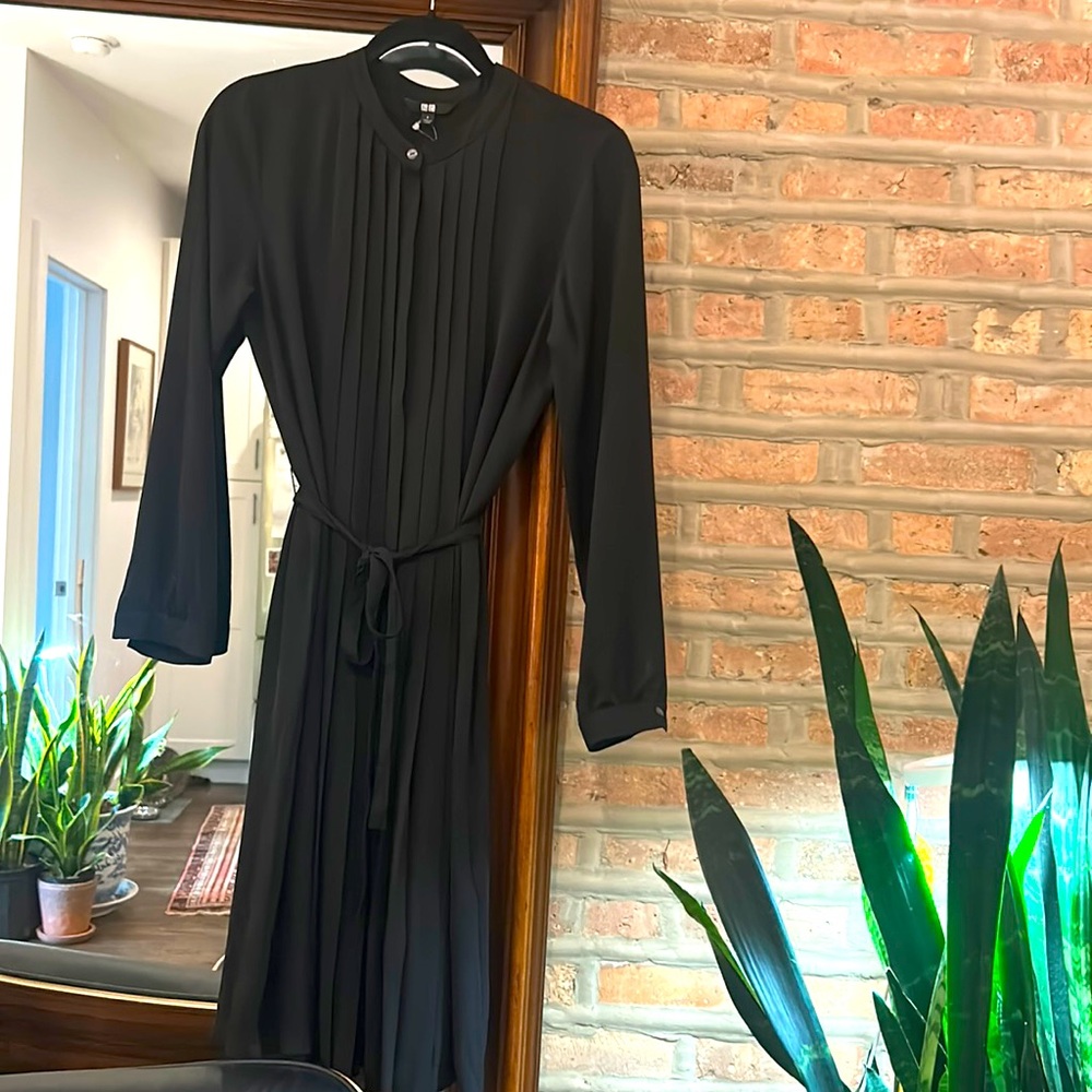 NWT Uniqlo Georgette Pleated Long Sleeve Dress - size small